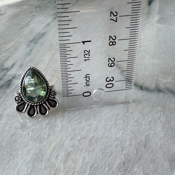NWOT Sundance Peacock Plume Ring, Green Amethyst, Sterling Silver - Picture 4 of 5